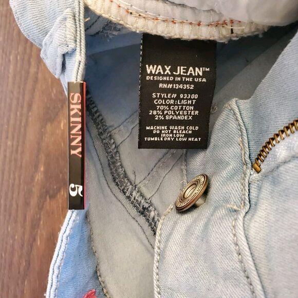 NEW Wax Jean Collection Size 5 Los Angeles Skinny Jeans Light Wash Distressed - Picture 14 of 16